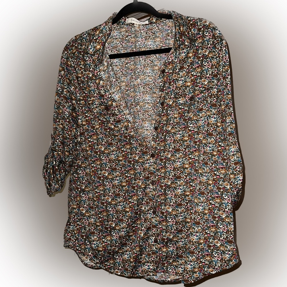 Eden & Olivia Retro Style Floral Button Up Sz XL